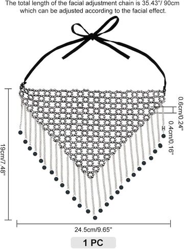 AHANDMAKER Fringe Masquerade Mask for Women, Rhinestone Tassel Face Mask Face Veil Mask Chain for Mardi Gras Halloween Party in Saudi Arabia