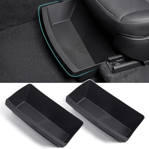 2PCS Under Seat Storage Boxes for Tesla Model Y Juniper Accessories 2025 2026 Hidden Organizer Trays for Front Row Driver & Passenger Side (Black) in Saudi Arabia