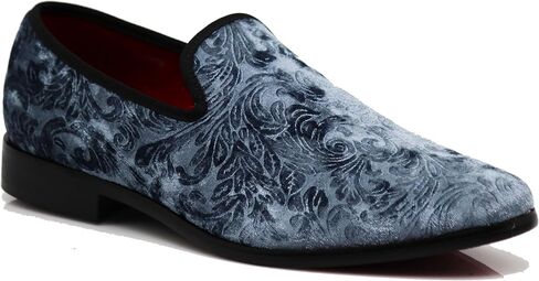 SPK35 Men's Vintage Velvet Flower Designer Dress Loafers Slip On Shoes Classic Tuxedo Dress Shoes in Saudi Arabia