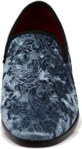 SPK35 Men's Vintage Velvet Flower Designer Dress Loafers Slip On Shoes Classic Tuxedo Dress Shoes in Saudi Arabia