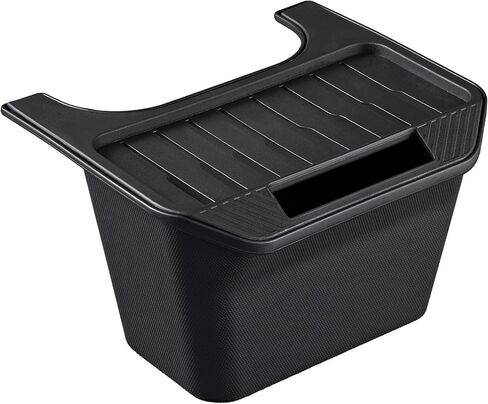 Under Seat Trash Can for Tesla Model Y 2020 2025 Storage Organizer Box with Anti Slip Lid and Slit Opening TPE Garbage Bin Rear Console Organizer Accessories in Saudi Arabia
