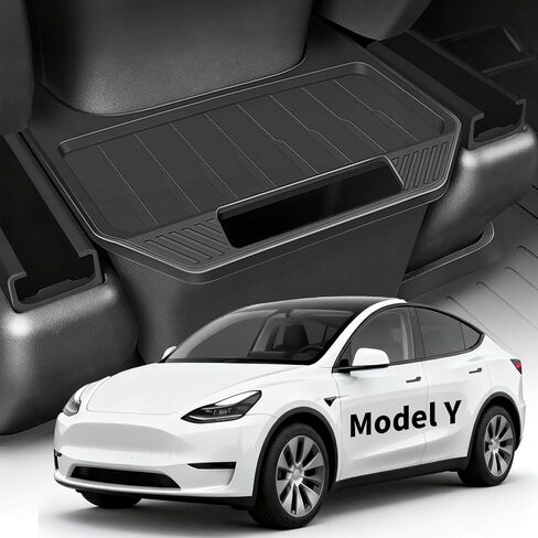 Under Seat Trash Can for Tesla Model Y 2020 2025 Storage Organizer Box with Anti Slip Lid and Slit Opening TPE Garbage Bin Rear Console Organizer Accessories in Saudi Arabia