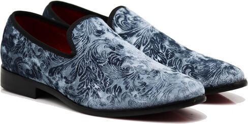 SPK35 Men's Vintage Velvet Flower Designer Dress Loafers Slip On Shoes Classic Tuxedo Dress Shoes in Saudi Arabia