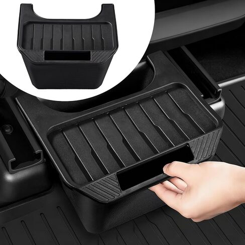 Under Seat Trash Can for Tesla Model Y 2020 2025 Storage Organizer Box with Anti Slip Lid and Slit Opening TPE Garbage Bin Rear Console Organizer Accessories in Saudi Arabia