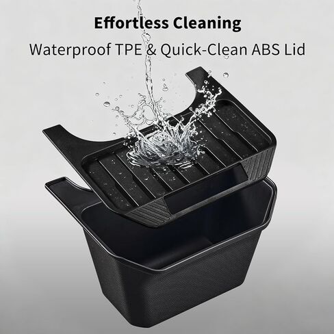 Under Seat Trash Can for Tesla Model Y 2020 2025 Storage Organizer Box with Anti Slip Lid and Slit Opening TPE Garbage Bin Rear Console Organizer Accessories in Saudi Arabia