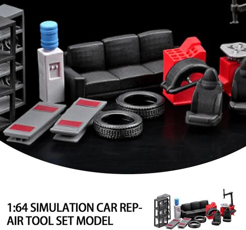 1:64 Diorama Garage Accessories Model Set, Workshop Repair Tool Model Scene Props, 12pc Parking Lot Scene Maintenance Accessory, for 1:64 Diecast Model Car Display in Saudi Arabia