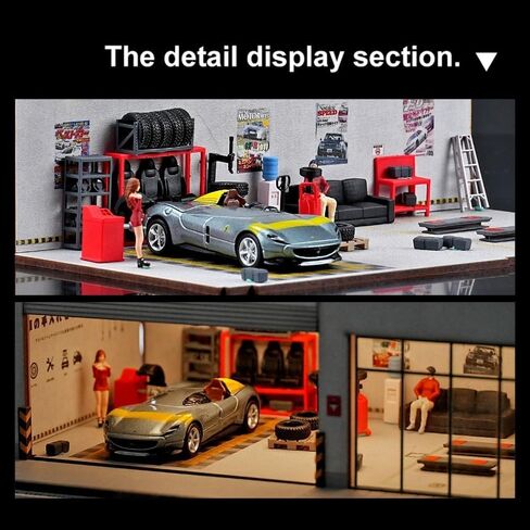 1:64 Diorama Garage Accessories Model Set, Workshop Repair Tool Model Scene Props, 12pc Parking Lot Scene Maintenance Accessory, for 1:64 Diecast Model Car Display in Saudi Arabia