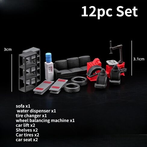 1:64 Diorama Garage Accessories Model Set, Workshop Repair Tool Model Scene Props, 12pc Parking Lot Scene Maintenance Accessory, for 1:64 Diecast Model Car Display in Saudi Arabia