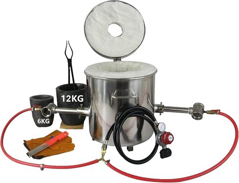 LSMIITTH 8 KG Gas Metal Melting Furnace kit 2642°F / 1450°C Propane Furnace Dual Burner (Each 100,000 BTU) Foundry Home Kiln Smelting Casting Tools Refining Recycle Gold Silver Copper Aluminium in Kuwait