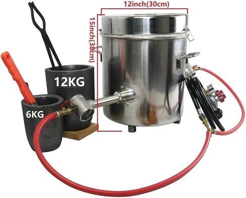LSMIITTH 8 KG Gas Metal Melting Furnace kit 2642°F / 1450°C Propane Furnace Dual Burner (Each 100,000 BTU) Foundry Home Kiln Smelting Casting Tools Refining Recycle Gold Silver Copper Aluminium in Kuwait