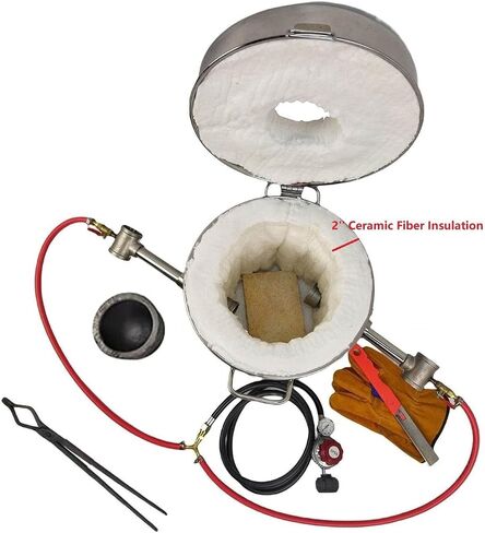 LSMIITTH 8 KG Gas Metal Melting Furnace kit 2642°F / 1450°C Propane Furnace Dual Burner (Each 100,000 BTU) Foundry Home Kiln Smelting Casting Tools Refining Recycle Gold Silver Copper Aluminium in Kuwait