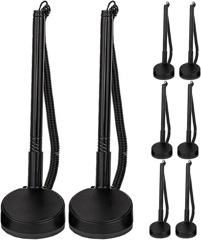 8pcs Secure Desk Ballpoint Pen For Reception Counter - Fixed Black Ink Office Signing Pen With Chain & Base - Guest Sign-In Supplies For Bank Business Work Signature in Saudi Arabia