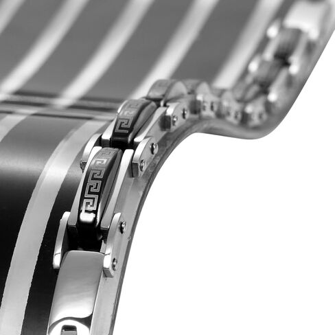 Urban Jewelry Mechanical Style 316L Stainless Steel Link Cuff Men's Bracelet (Black, Silver) in Saudi Arabia