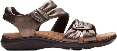 Clarks Women's Kitly Ave Flat Sandal, Navy Leather, 6.5 in Saudi Arabia