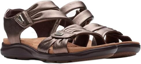 Clarks Women's Kitly Ave Flat Sandal, Navy Leather, 6.5 in Saudi Arabia