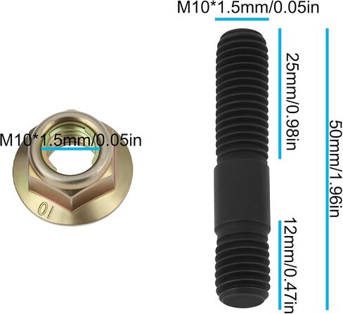 8 مجموعة من البراغي والصواميل M10x1.5 مسامير مشعب عادم السيارات 10.9 12x25x50mm in Kuwait