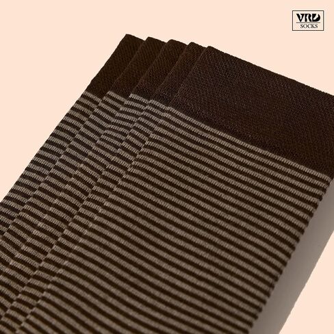 VRD SOCKS Mens Dress Socks, Bamboo Socks for Men, 5-Pack - Shoe Size 8-13, Chocolate Brown - Striped in Saudi Arabia