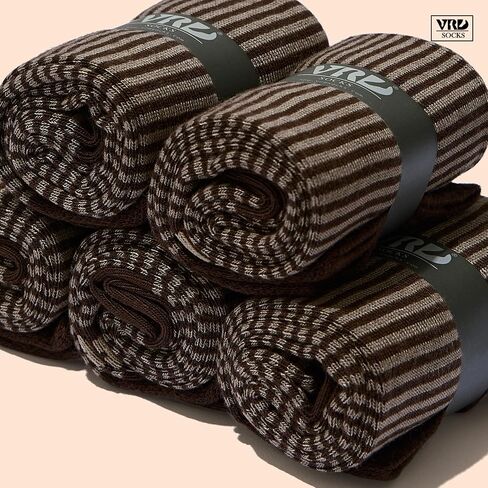 VRD SOCKS Mens Dress Socks, Bamboo Socks for Men, 5-Pack - Shoe Size 8-13, Chocolate Brown - Striped in Saudi Arabia