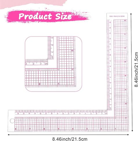 Clear Sewing Ruler, L-Square Plastic Measure Ruler 90 Degree L Shaped Framing Measuring Tool Fabric Sewing Measuring Supplies for Pattern Making in Saudi Arabia