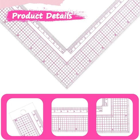 Clear Sewing Ruler, L-Square Plastic Measure Ruler 90 Degree L Shaped Framing Measuring Tool Fabric Sewing Measuring Supplies for Pattern Making in Saudi Arabia