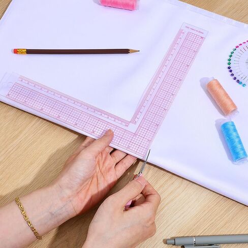 Clear Sewing Ruler, L-Square Plastic Measure Ruler 90 Degree L Shaped Framing Measuring Tool Fabric Sewing Measuring Supplies for Pattern Making in Saudi Arabia