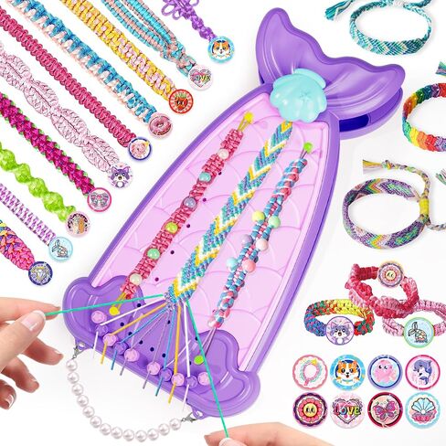 2-in-1 Friendship Bracelet Making Kit, Arts and Crafts for Girls Ages 8-12, Jewelry Making Kit＆DIY Travel Activity Toys Set, Christmas Birthday Gifts for 6 7 8 9 10 11 12 Year Old Teen Girls (Purple) in Saudi Arabia