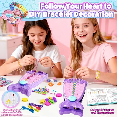 2-in-1 Friendship Bracelet Making Kit, Arts and Crafts for Girls Ages 8-12, Jewelry Making Kit＆DIY Travel Activity Toys Set, Christmas Birthday Gifts for 6 7 8 9 10 11 12 Year Old Teen Girls (Purple) in Saudi Arabia