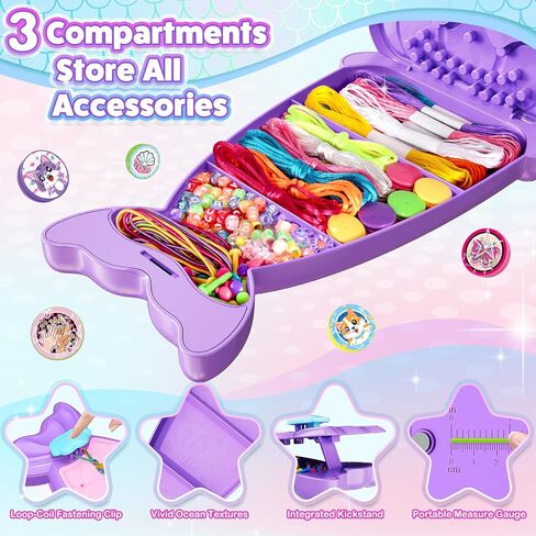 2-in-1 Friendship Bracelet Making Kit, Arts and Crafts for Girls Ages 8-12, Jewelry Making Kit＆DIY Travel Activity Toys Set, Christmas Birthday Gifts for 6 7 8 9 10 11 12 Year Old Teen Girls (Purple) in Saudi Arabia