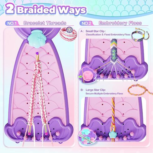 2-in-1 Friendship Bracelet Making Kit, Arts and Crafts for Girls Ages 8-12, Jewelry Making Kit＆DIY Travel Activity Toys Set, Christmas Birthday Gifts for 6 7 8 9 10 11 12 Year Old Teen Girls (Purple) in Saudi Arabia