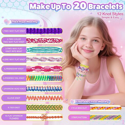 2-in-1 Friendship Bracelet Making Kit, Arts and Crafts for Girls Ages 8-12, Jewelry Making Kit＆DIY Travel Activity Toys Set, Christmas Birthday Gifts for 6 7 8 9 10 11 12 Year Old Teen Girls (Purple) in Saudi Arabia