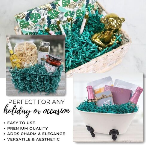 MagicWater Supply - 4 oz - Green - Crinkle Cut Paper Shred Filler great for Gift Wrapping, Basket Filling, Birthdays, Weddings, Anniversaries, Valentines Day, and other occasions in Kuwait