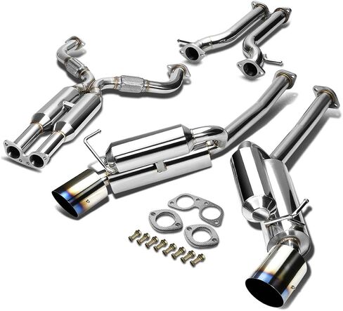 Auto Dynasty 4.5 Inches Dual Burnt Muffler Tip Catback Exhaust System Compatible with Nissan 370Z 2009-2019, Stainless Steel in Saudi Arabia
