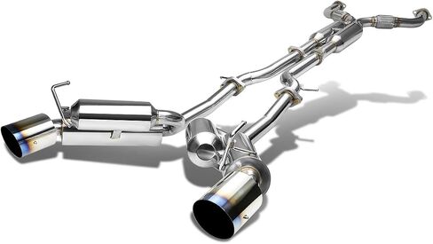 Auto Dynasty 4.5 Inches Dual Burnt Muffler Tip Catback Exhaust System Compatible with Nissan 370Z 2009-2019, Stainless Steel in Saudi Arabia