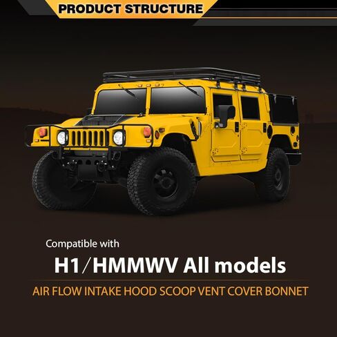 غطاء فتحة التهوية المجوفة لتدفق الهواء متوافق مع طراز Hummer H1 HMMWV باللون الأسود in Kuwait