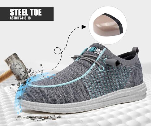 LARNMERN Steel Toe Loafers Women Lightweight Comfortable Slip On Walking Casual Flats Sneakers Work Safety Shoes in Kuwait
