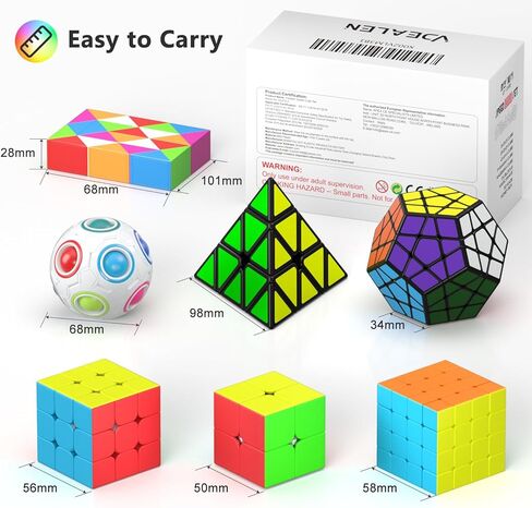 Vdealen 12 Pack Speed Cube Set Puzzle Cube Pack, 2x2 3x3 4x4 Pyramid Dodecahedron Mirror Skewb Snake Ivy Infinity Sandwich Fidget Spinner Magic Cube, Smooth Cube Bundle Toys Gift for Kids & Adults in Kuwait