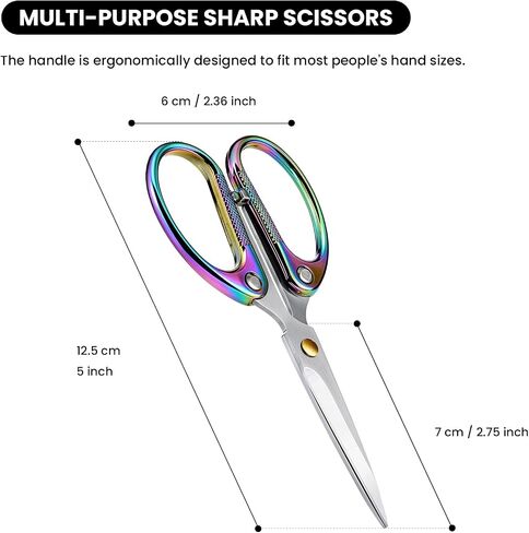 Stainless Steel Ultra Sharp Office Scissors - Multipurpose Shears for Home, School, Sewing, Fabric & Craft Supplies - Colorful in Saudi Arabia