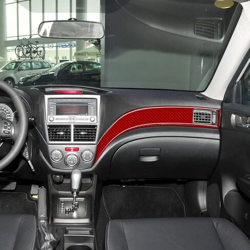 ملصق من ألياف الكربون الحقيقي متوافق مع Subaru Impreza WRX STi 2007 2008 2009 2010 2011 ملحقات لوحة قيادة السيارة وغطاء شرائط الزينة الداخلية باللون الأحمر 3 قطع in Kuwait