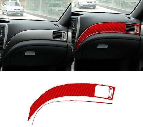 ملصق من ألياف الكربون الحقيقي متوافق مع Subaru Impreza WRX STi 2007 2008 2009 2010 2011 ملحقات لوحة قيادة السيارة وغطاء شرائط الزينة الداخلية باللون الأحمر 3 قطع in Kuwait