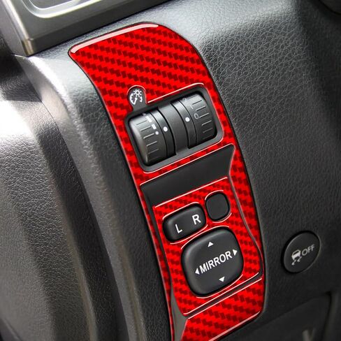 ملصق من ألياف الكربون الحقيقي متوافق مع Subaru Impreza WRX STi 2007 2008 2009 2010 2011 ملحقات لوحة قيادة السيارة وغطاء شرائط الزينة الداخلية باللون الأحمر 3 قطع in Kuwait