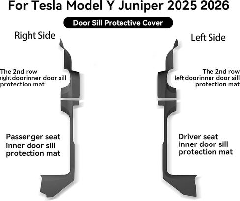 4 قطع لملحقات Tesla Model Y Juniper 2025 2026 شريط عتبة الباب الأمامي والخلفي عتبة الباب غطاء حماية عتبة الغطاء الواقي وسادات مضادة للغبار لطراز Tesla Y Juniper TPE باللون الأسود in Saudi Arabia