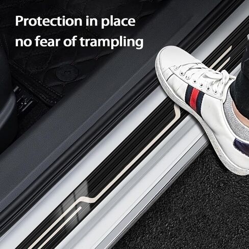 Stainless Steel Car Door Sill Protector for Qashqai+2 7-seat, Kick Plate Guard Strips Pedal Trim Threshold Protectors Accessories,A/Black2 in Saudi Arabia