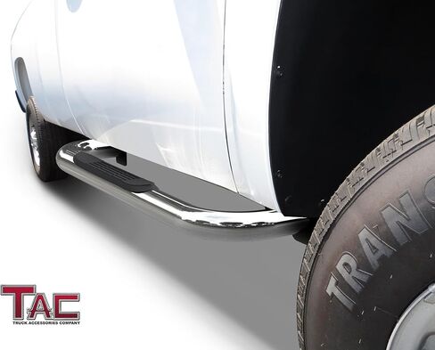 TAC Side Steps Fit 1999-2018 Chevy Silverado/GMC Sierra 1500 Regular Cab | 1999-2019 Silverado/Sierra 2500/3500 Regular Cab (باستثناء C/K Classic) (حامل الجسم) 3 بوصات من الفولاذ المقاوم للصدأ قطعتان in Saudi Arabia