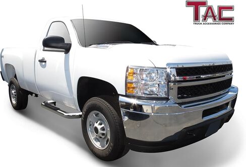 TAC Side Steps Fit 1999-2018 Chevy Silverado/GMC Sierra 1500 Regular Cab | 1999-2019 Silverado/Sierra 2500/3500 Regular Cab (باستثناء C/K Classic) (حامل الجسم) 3 بوصات من الفولاذ المقاوم للصدأ قطعتان in Saudi Arabia