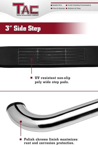 TAC Side Steps Fit 1999-2018 Chevy Silverado/GMC Sierra 1500 Regular Cab | 1999-2019 Silverado/Sierra 2500/3500 Regular Cab (باستثناء C/K Classic) (حامل الجسم) 3 بوصات من الفولاذ المقاوم للصدأ قطعتان in Saudi Arabia