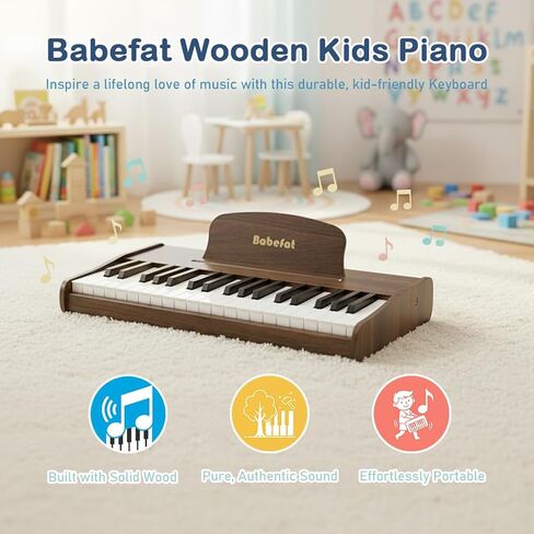 Kids Piano Keyboard 37 Keys Digital Piano for Kids Mini Musical Instruments Wooden Pianos Toy for 4+ Years Old Girls and Boys Birthday Gift Walnut (Oka) in Saudi Arabia