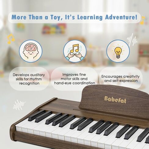 Kids Piano Keyboard 37 Keys Digital Piano for Kids Mini Musical Instruments Wooden Pianos Toy for 4+ Years Old Girls and Boys Birthday Gift Walnut (Oka) in Saudi Arabia