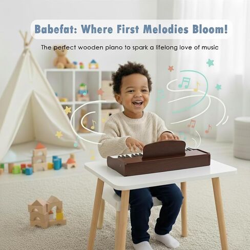 Kids Piano Keyboard 37 Keys Digital Piano for Kids Mini Musical Instruments Wooden Pianos Toy for 4+ Years Old Girls and Boys Birthday Gift Walnut (Oka) in Saudi Arabia