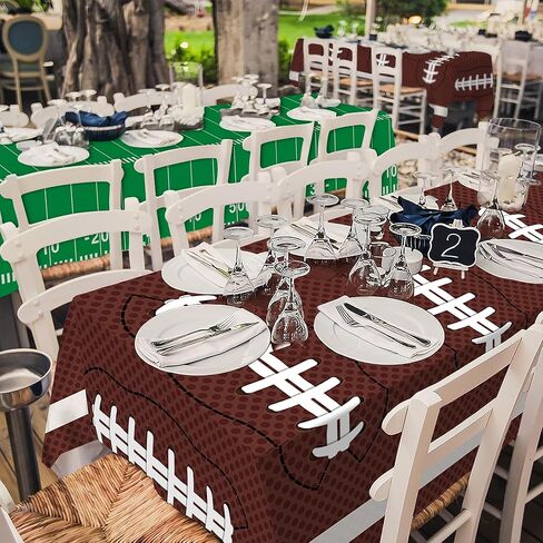 ديكورات حفلات كرة القدم، مفرش طاولة للاستعمال مرة واحدة، غطاء طاولة بلاستيكي مثالي لديكورات حفلات أعياد الميلاد وحفلات كرة القدم الفائقة وديكورات البوابة الخلفية ليوم اللعب، مقاس 54 × 108 بوصة، عبوتان in Kuwait