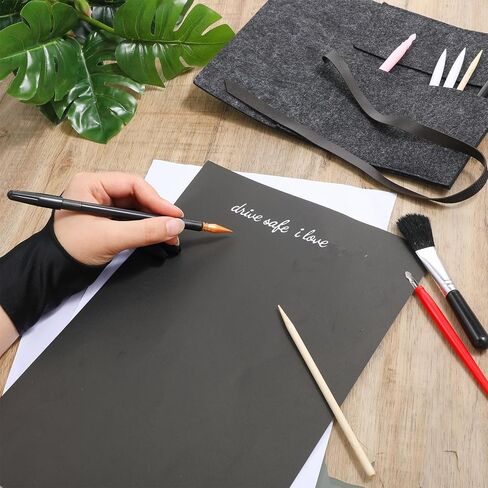 أداة فنية للرسم بالخدش، مجموعة أدوات رسم الخدش مكونة من 11 قطعة، أقلام تلوين للخدش، قفاز الفنان، قلم، مكشطة، فرشاة تنظيف، حقيبة أدوات in Kuwait